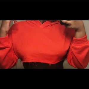 Red Fashion Nova Cropped Hoodie